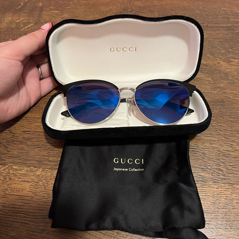 Gucci Sunglasses Japanese collection Blue glass Gold GG Brand New